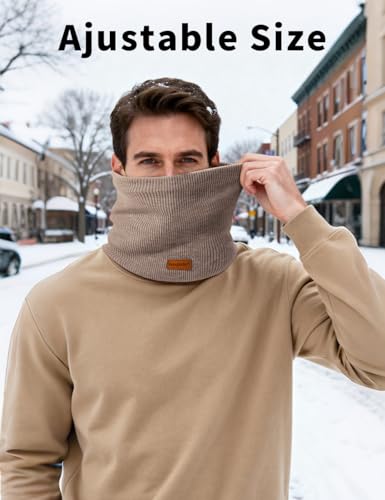 Beesgarden Winter Halsschlauch Schlauchschal Herren Damen für Outdoor Wintersportaktivitäten Skifahren Spaziergänge Fahren Radfahren, Schal Halswärmer Halstuch Gesichtsschal, 1 Grußkarte - Kaki