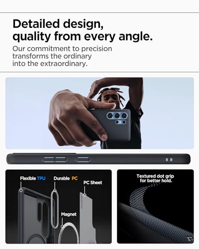 Image of Spigen Nano Pop MagFit | Samsung Galaxy S25 Ultra Case [MagSafe] [Air Cushion Protection] Galaxy S25 Ultra Back Cover | TPU+PC - Black Sesame