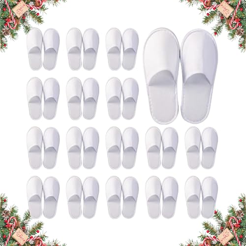 Tokaneit 24 pares sapatilhas descartáveis, sapatilhas de hotel, chinelos convidados, chinelos para mulher e homem, para SPA convidados para festas e viagens (branco)