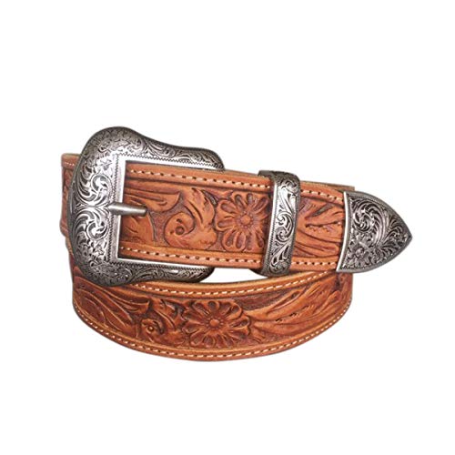 JEAN'S FRIEND Vintage Pin Belt Buckle Hand Crafted Cowboy Cowgirl Genuine Leather Belt (S 28-30 inch)
