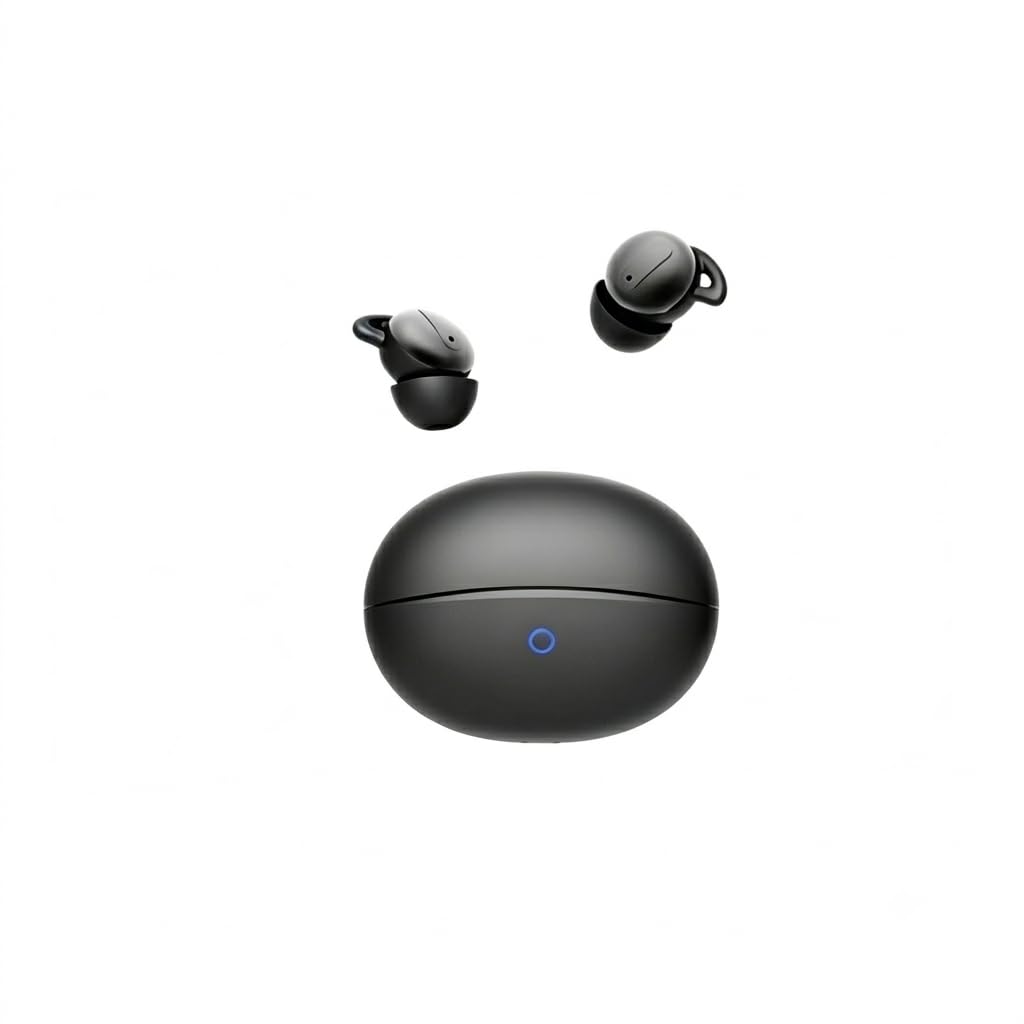 Low Profile Bluetooth Earbuds Mini Headphones with Mic for Sleep Work Sport, Wireless Ear Buds Stereo Bass, White Noise for Tinnitus Relief, ANC Noise Cancelling Earplugs Block Out Snore