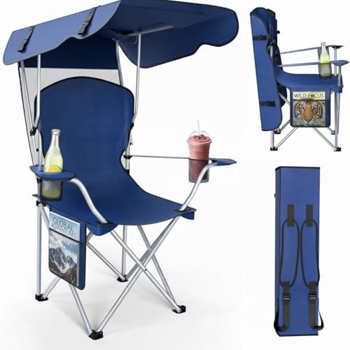 CozyBox Portable Folding Camping Chairs with Canopy Shade,...