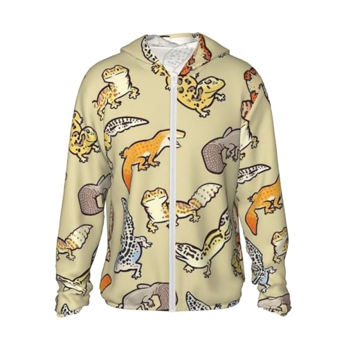 UPF 50+ Sun Protection Jacket Cute Leopard Gecko Sun Shirt Hooded Cooling Shirt
