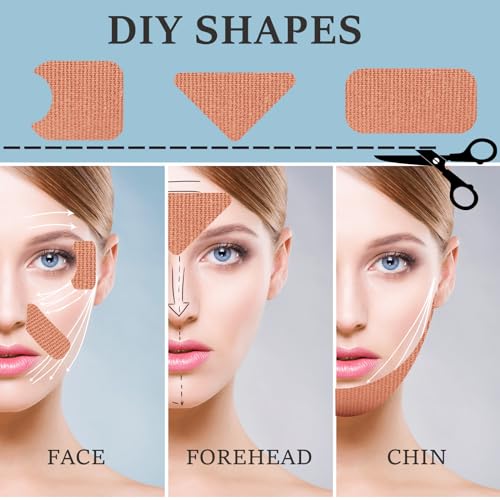 zancony Anti Wrinkle Patches Face tape Face Lifting Tape Gesicht Lifting der Kieferpartie und des Halses Anti Falten Patches Verwendung über Nacht für Falten des Kopfes Nackenfalten 5cm*5m
