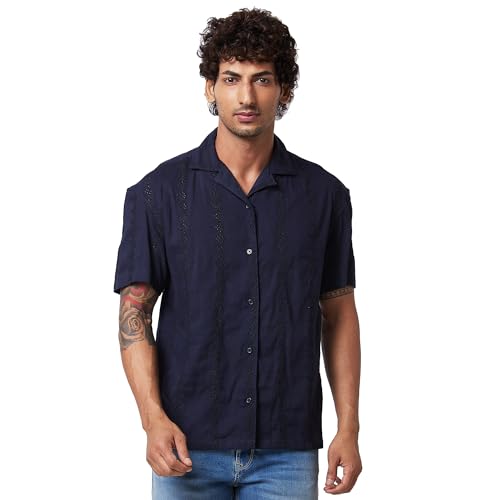 Image of Spykar Solid Half Sleeve Regular Fit Shirt for Men