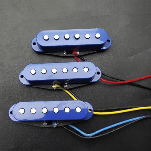 エレキギターピックアップキット ディープブルー アルニコ 5 シングルコイル スタッガードトップ ファイバーボビンピックアップ エレキギター ネック/ミドル/ブリッジ 50/50/52mm