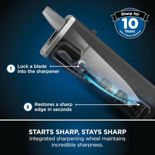 Image of Ninja StaySharp 14-Piece Stainless Steel Knife Set, Charcoal Black Wooden Knife Block & Integrated Sharpener, K620014EUUK