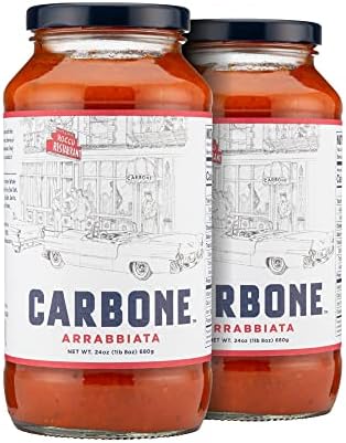 Carbone Arrabbiata Pasta Sauce | Tomato Sauce Made with Fresh & All-Natural Ingredients | Non GMO, Vegan, Gluten Free, Low Carb Pasta Sauce, 24 Fl Oz (Pack of 2)
