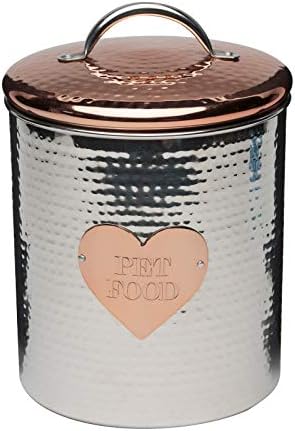 Amici Pet Rosie XL Canister, Decorative Hand Made Hammered Finish Metal Treats Storage Container, 104 Ounce Capacity