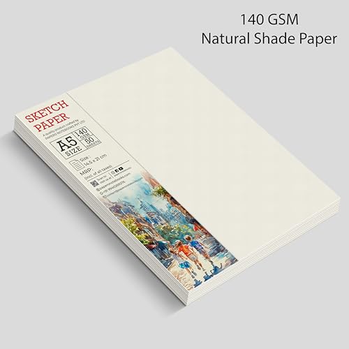 Image of PaperO A5 Sketch Loose Leaf Paper /Drawing Sheets | 140 GSM | 50 Sheets | Size (21 x 14.5 cm) | Ideal for Artists & Designers