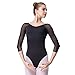 Bezioner Maillot de Danza Gimnasia Leotardo Clásico Ballet Vestido para Niñas Mujer Negro,L=155-160 cm