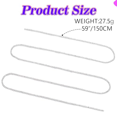 Jovono Rhinestone Choker Necklaces Silver Sparkly Necklace Long Crystal Jewelry for Women2