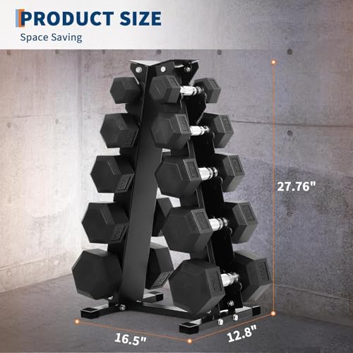 Heavy Duty 5-Tier Dumbbell Rack Stand for Home Gym, Carbon Steel Weight Dumbbell Storage Organizer, Non-Slip Stabilizing Base Rust-Resistant Fits Hex & Adjustable Dumbbells by Garvee - Used condition - Image 3