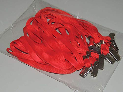 Cordão para Crachá Tecido com Presilha Jacaré, Mares 62668, Vermelho, Pacote de 10
