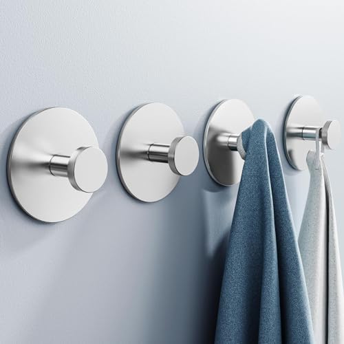 bussdis Multifunctional Towel Hooks for Bathroom Wall - Extra Sticky ...
