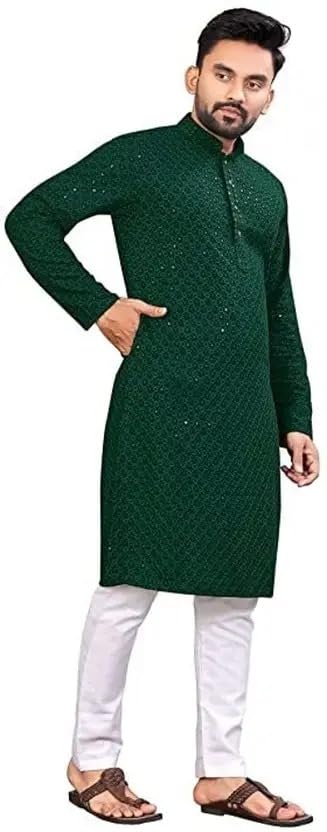 Men Embroidery Cotton Rayon Straight Kurta-image-25