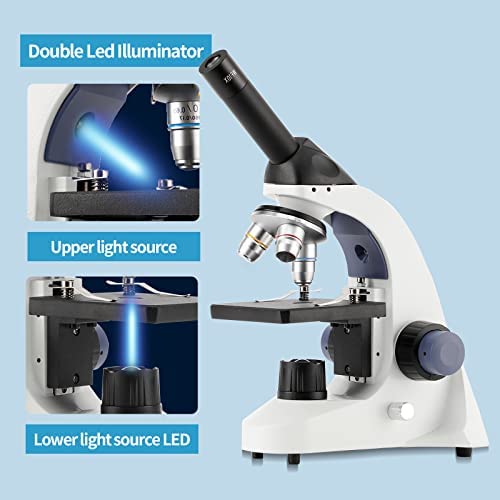 Monocular Microscope Camera Kids Adults - 40X-2000X Monocular Microscope For Kids Adults Students With Electric Eyepiece, Storage Bag, Metal Eyepiece, Slides (2022 #TOP3