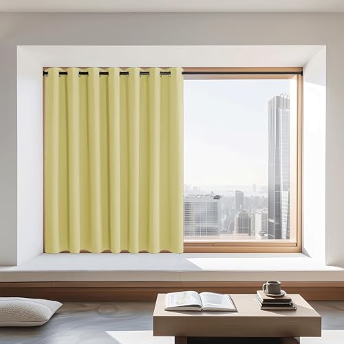 NICETOWN Blackout Curtains 72 inches Long, Grommet Privacy Window Treatment Thermal Insulated Room Darkening Sliding Glass Door Drape for Bedroom Living Room, 1 Panel, W100 x L72, Paler Yellow