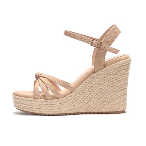 Image of VICKI.VICKI Wedges for Women Platform Sandals Wedge Heels for Sandals Comfortable Summer Espadrille Shoes Ankle Strap&Open Toe