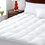 SOFT & COMFORTABLE: The top layer of mattress pad is made of 300TC cotton. The premium fabric is ultra-soft, skin-friendly and breathable, which wicks away sweat and keeps you cool and cozy during sleeping. The mattress topper is Oeko-Tex 100 certifi...