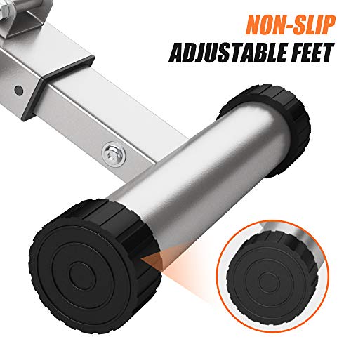 Weight Bench Adjustable Workout Bench for Home Gym Foldable Multi-Purpose Strength Training Benches, Flat/Incline/Decline Exercise Bench Press for Full Body Workout (Grey-orange)