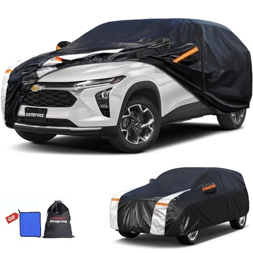 Image of Chevrolet Trax Car Cover 100% Waterproof All Weather, Gift with Towel, 10 Layers SUV Car Cover Custom Fit 2013-2026 Chevy Trax, Full Exterior Car Covers Rain Sun UV Protection with Door Zipper.