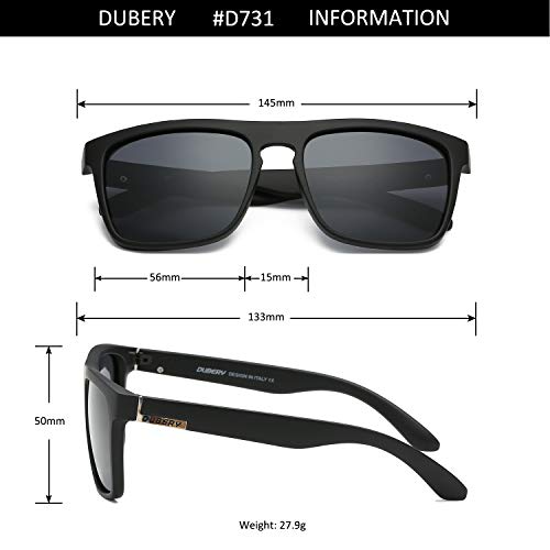 DUBERY Classic Polarized Sunglasses for Men Women Retro 100% UV Protection Driving Sun Glasses D7314