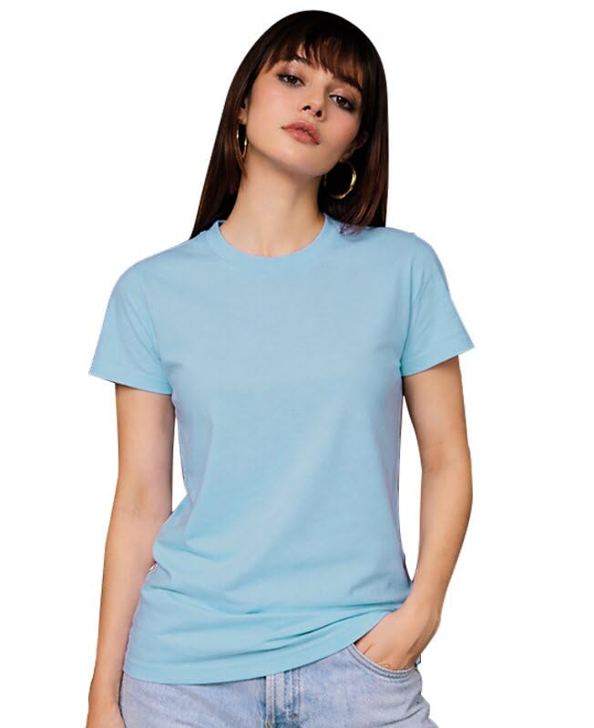 Image of Sleepynuts Women's Plain Round Neck Regular Fit Half Sleeve Cotton T Shirt