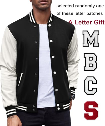 Image of COOFANDY Men Fashion Long Sleeve Button Front Cotton Bomber Baseball Jacket