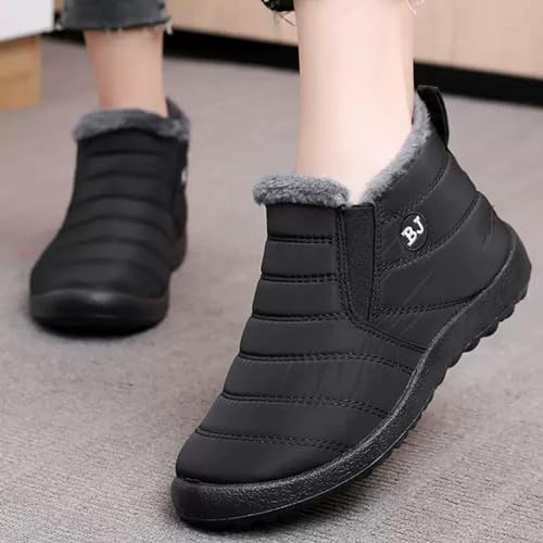 TILEZE Bottes d'hiver Boojoy Bottes d'hiver Imperméables pour Femmes Boots De Neige Moelleux Femmes Bottins De La Cheville Chauds Couple Couple Coton Coton Platform Chaussures-Bnred-40 – vue 4