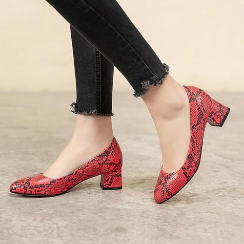 Fashion Mid Heel Pointed Toe Snakeskin Women Court Shoes3