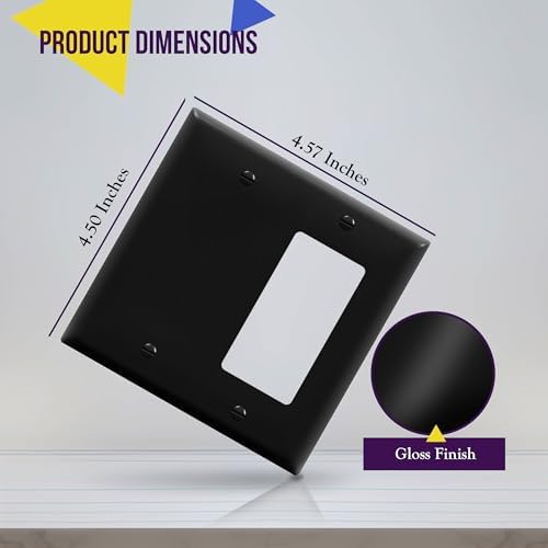 ENERLITES 2-Gang Blank and Decorator/GFCI Combination Wall Plate, Black