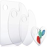 4 Pieces Acrylic Painting Palettes with Thumb Hole, Rectangular Transparent Palette, Clear Oval...