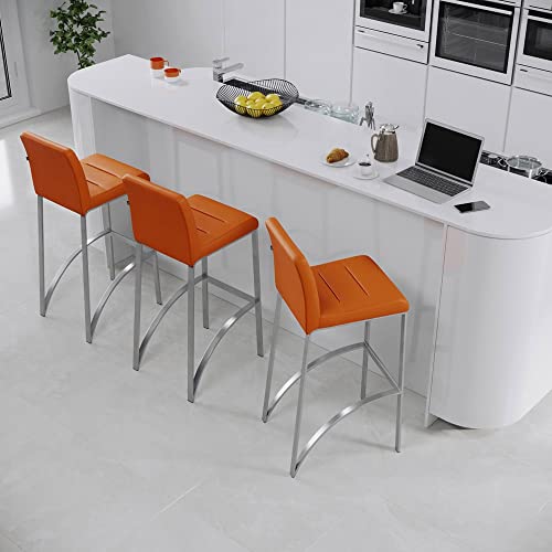 Zuri Furniture Lynx Bar Stool With Metal Base - Orange #TOP1