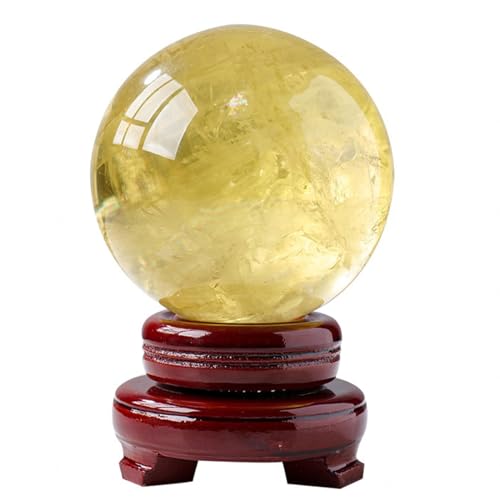 Boule de cristal jaune citrine de 70mm à offrir pour une crémaillère