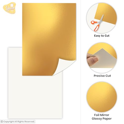 Image of Lakeer A4 Gold Foil Cardstock Paper, 250 GSM, Pack of 10 Sheets, Reflective Mirror Cardstock for Art & Craft, Card Making, Scrapbooking, etc