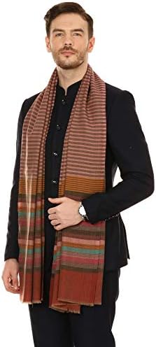 Pashtush Mens Fine Wool Striped Muffler, Soft and Warm Stole Scarf