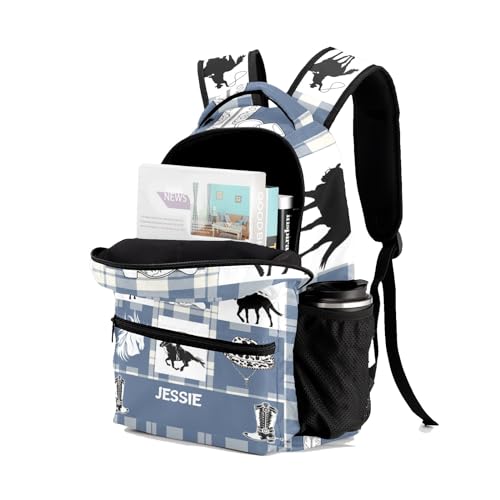Personalized Name Cowboy Boot Hat Plaid Bookbag with Name,Custom Name Giftize Back Pack, Fashion, Adjustable Shoulder Straps4