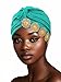 Wosois Headwrap Hair Turbans African Turban Flower Pearl Crystal Twisted Head Turban for Women Fashion (Lake Blue)
