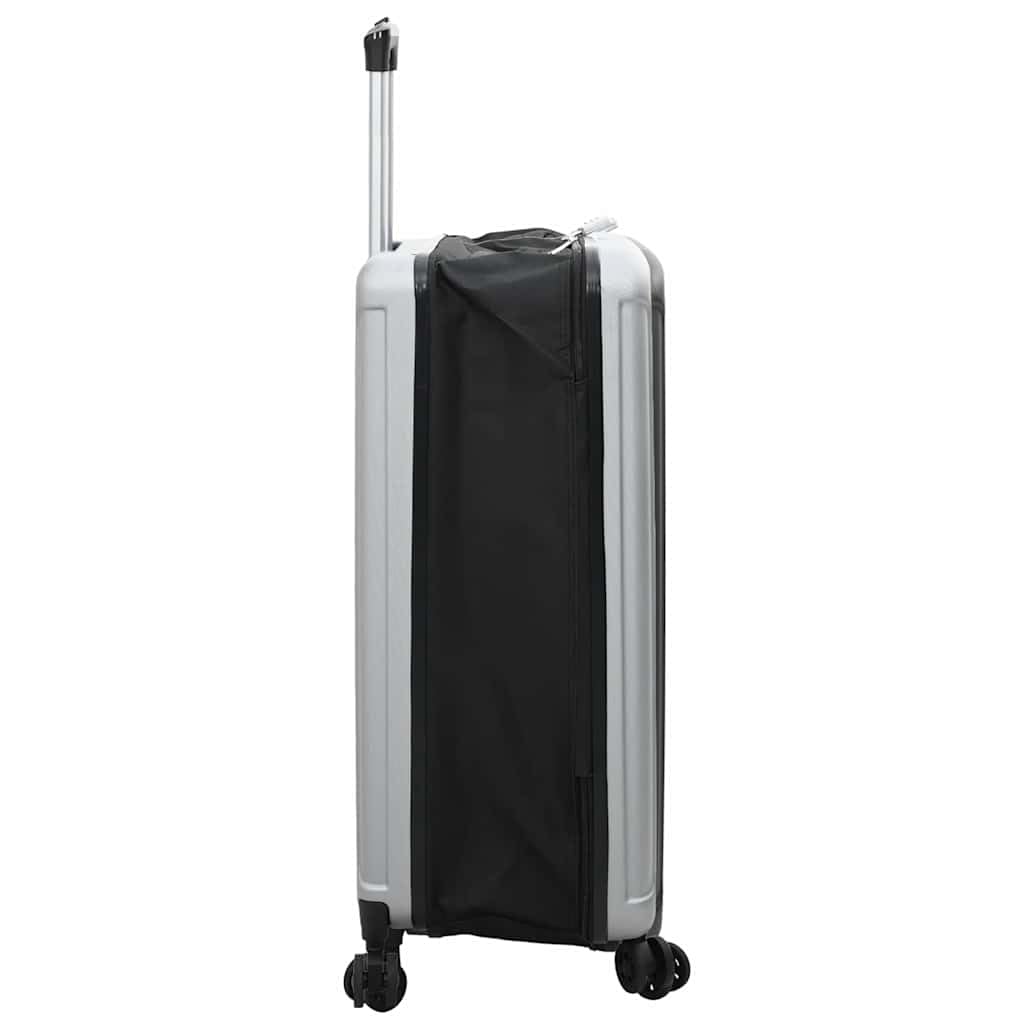 Maleta de viaje plateada con cerradura, plástico ABS, 50 x 30 x 76 cm, 4,65 kg, carro con asa y ruedas para vacaciones, tren, fin de semana y transporte ordenado