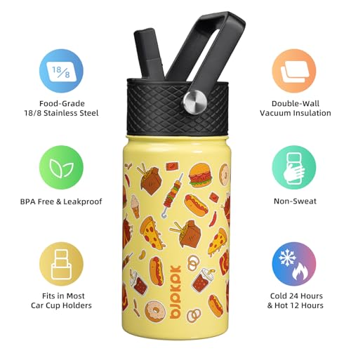 Image of BJPKPK Insulated Water Bottle, 15oz Stainless Steel with Straw Lid