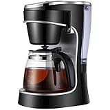 Máquina de café por goteo, filtro reutilizable, 24 horas programable inteligente goteo Cafetera, Hervidor de cristal, filtro permanente de cocina y oficina WTZ012