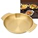 Stainless Steel Paella Pan, Gold Double Handle Flat Bottom Skillet for Seafood, Noodles and Authentic Spanish Rice, Suitable for All Cooktops (Medium 80-105mm / 3.1-4.1in)