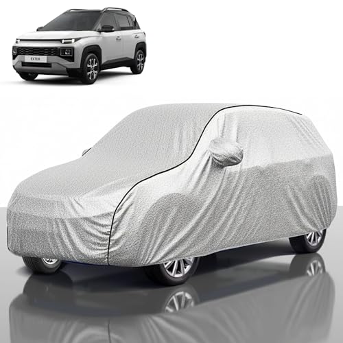 Image of Kayme Compatible with Silver Exter Car Cover Waterproof Car Body Cover for All Weather Proof & Full Bottom Elastic, Triple Stitching with 100% Nail Proof Cover