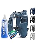 SASMO® Laufweste Damen & Herren 5L | Running Vest - Ultraleicht 270g & atmungsaktiv| Laufrucksack Damen - 8 Taschen | Laufweste Herren | Trinkweste Laufen (blau - mit 1x500ml, 5L)