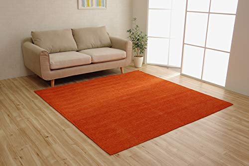イケヒコ ラグ カーペット 洗える 撥水 無地 シンプル 滑りにくい モデルノ オレンジ 約130×185cm #4599619