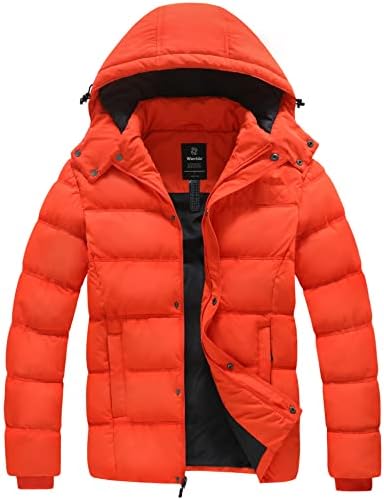 Wantdo Men's Hooded Winter Coat Warm Puffer Jacket Thicken Cotton Coat with Removable Hood