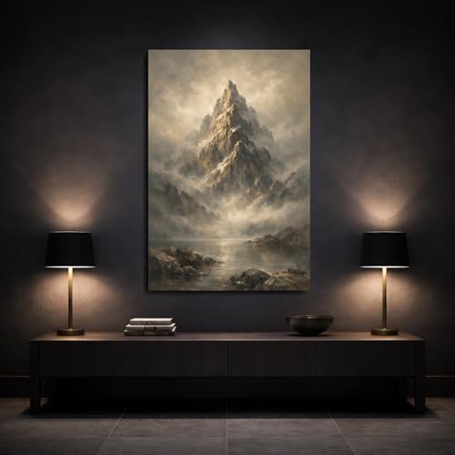 Art mural mountain peak brown and grey impression canvas de haute qualité