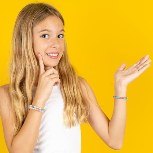 Funtopia Perlen für Armbänder,1396-Glasperlen zum Auffädeln,34 Farben Knistern Runde Gemstones 6mm mit Löchern,Perlenset für Armbänder Erwachsene Kinder.DIY-bastelsets Selber Machen mit Spacer Charms