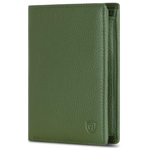 VON HEESEN Leder Geldbörse RFID Schutz I Echtleder Geldbeutel für Damen & Herren I Portemonnaie Brieftasche Wallet Portmonee (Grün)
